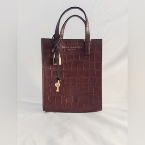 Marc Jacobs Croc Embossed Mini Tote Burgundy Leather Crossbody Bag